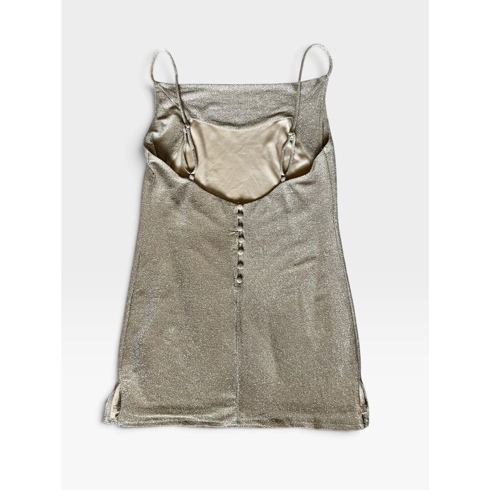Princess Polly Kailey Champagne Metallic Mini Dress Open Back Size 2